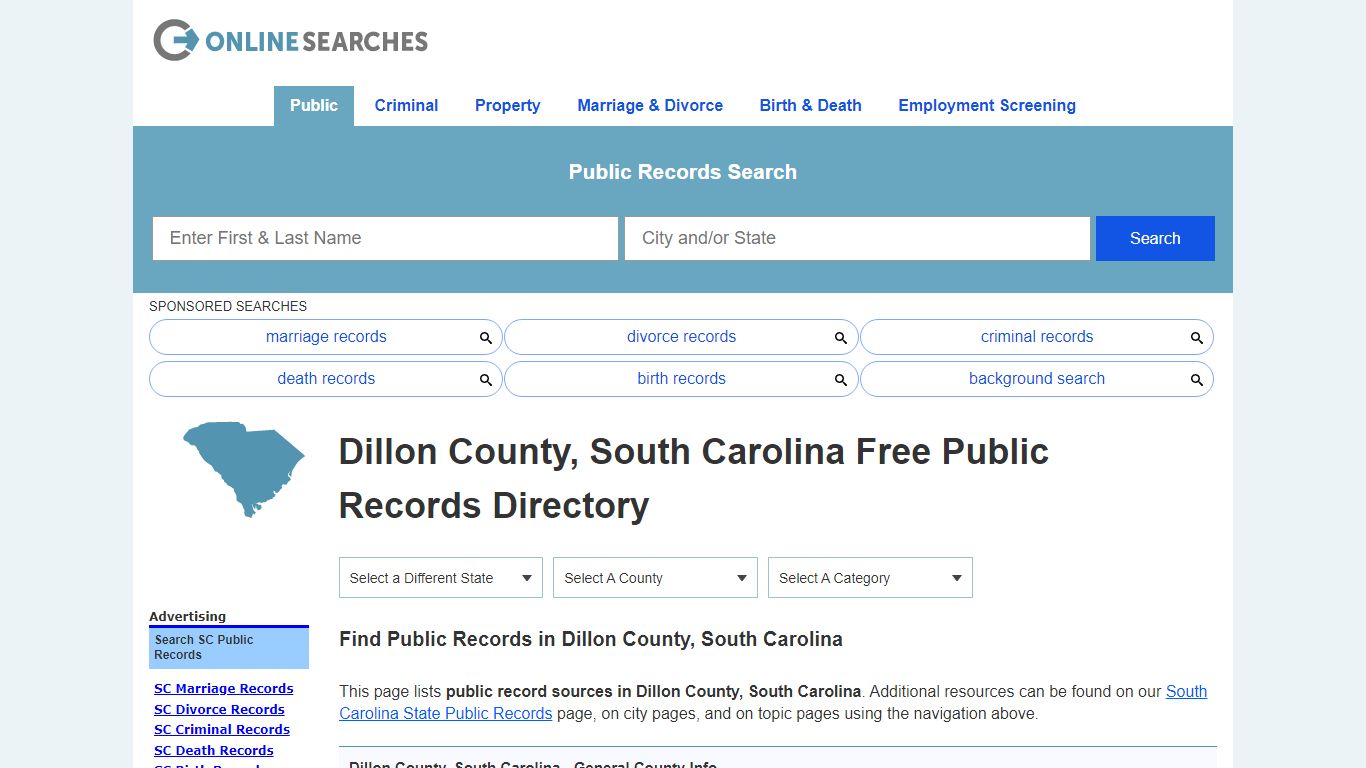 Dillon County, South Carolina Public Records Directory